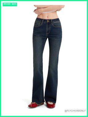 SUUKSESS Stretchy Bootcut Jeans Raw Hem Low Rise Flare Denim